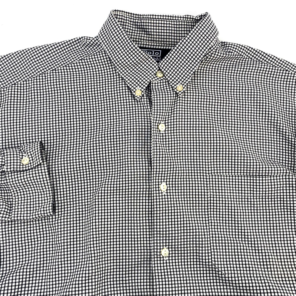 Polo Ralph Lauren Kindred Black White Check Plaid Long Sleeve Dress Shirt L
